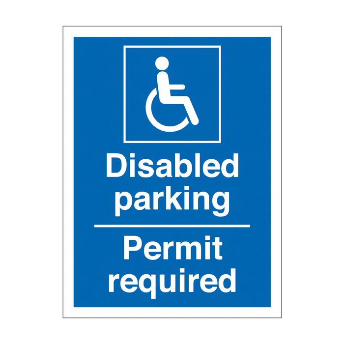 Disabled Parking Permit Required Information Signs