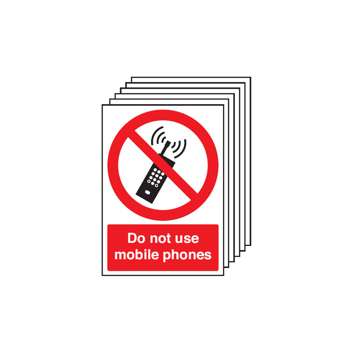 Do Not Use Mobile Phones Signs Pack Of 6