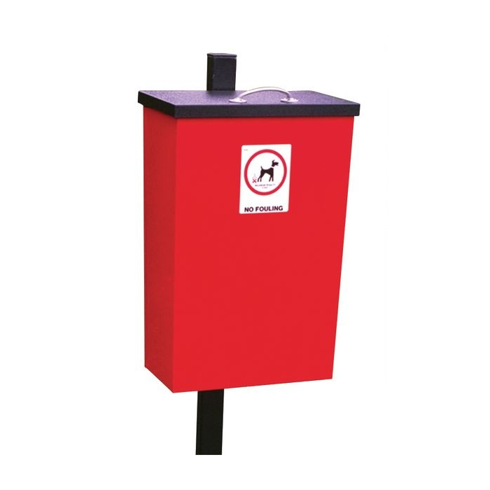 Dog Waste Bin With Lift Up Lid Colour Red
