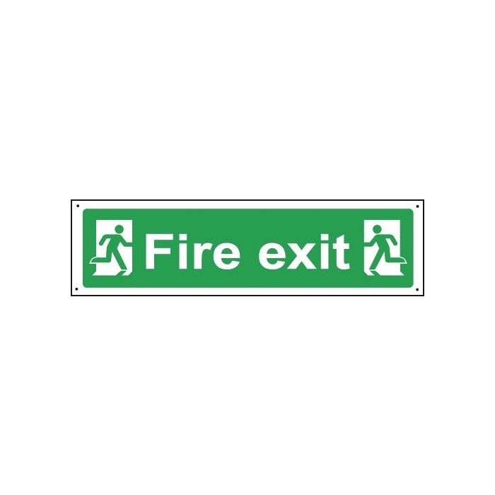 Double Direction Fire Exit Vandal Resistant Sign