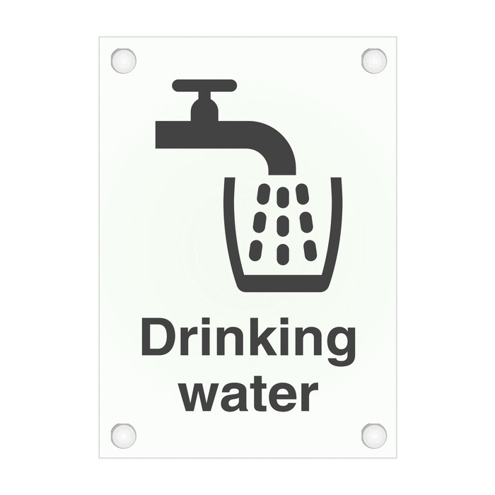 Drinking Water Sign In Stylish Frosted Acrylic