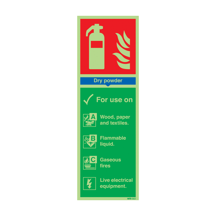 Dry Powder Fire Extinguisher Nite-Glo Sign