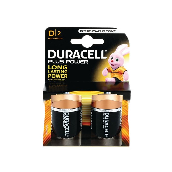Duracell Plus D Type Batteries Pack Of Two