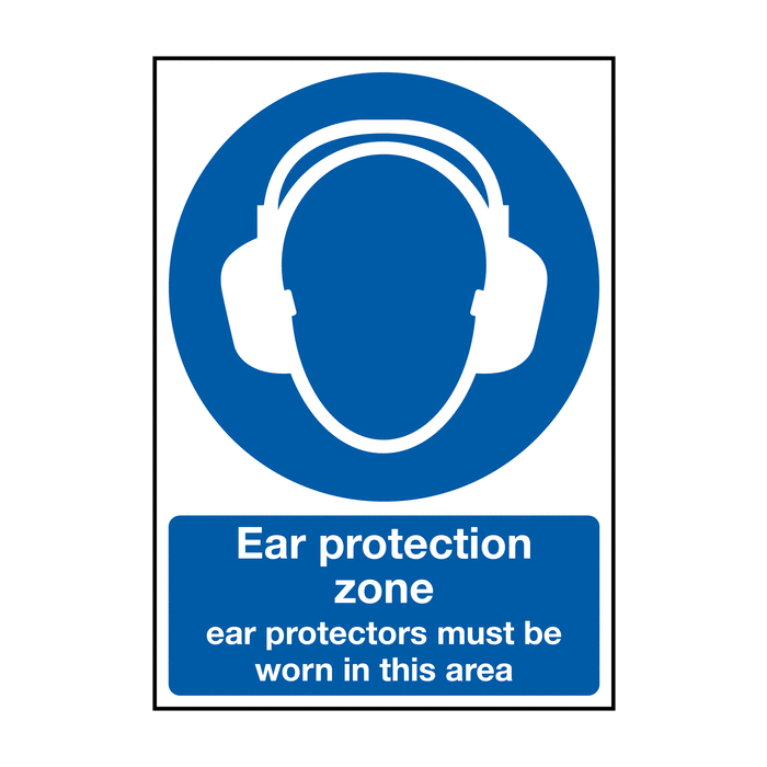 Ear Protection Zone Use Ear Protectors Sign
