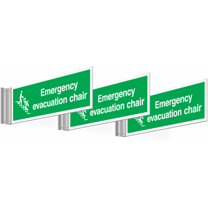 Emergency Evacuation Chair Corridor Signs