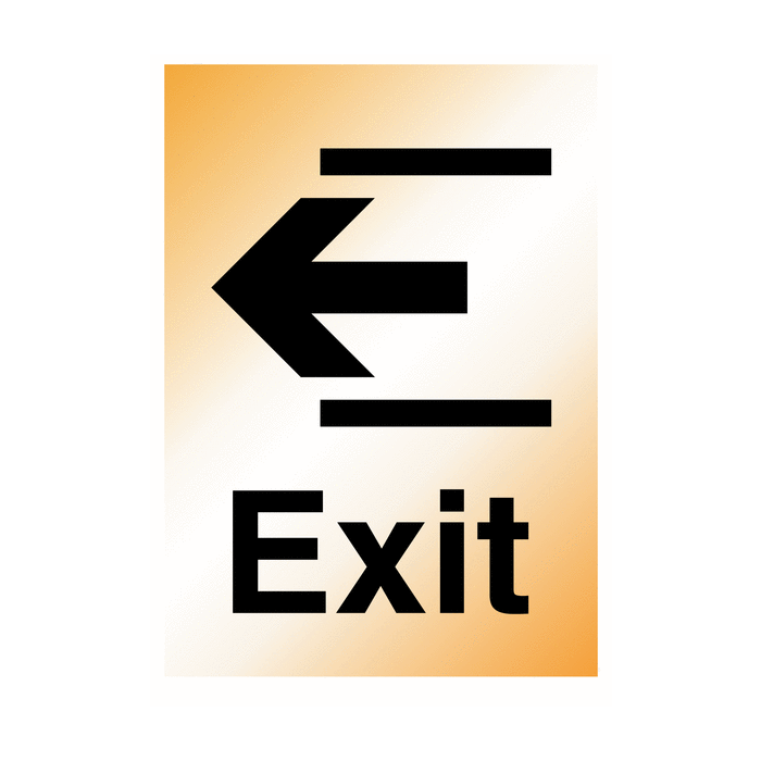 Exit With Arrow Left Brass Effect Sign