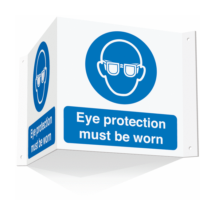 Eye Protection Must Be Worn Projecting 3D Sign