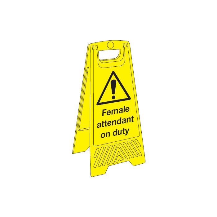 Female Attendant On Duty Janitorial Floor Stand