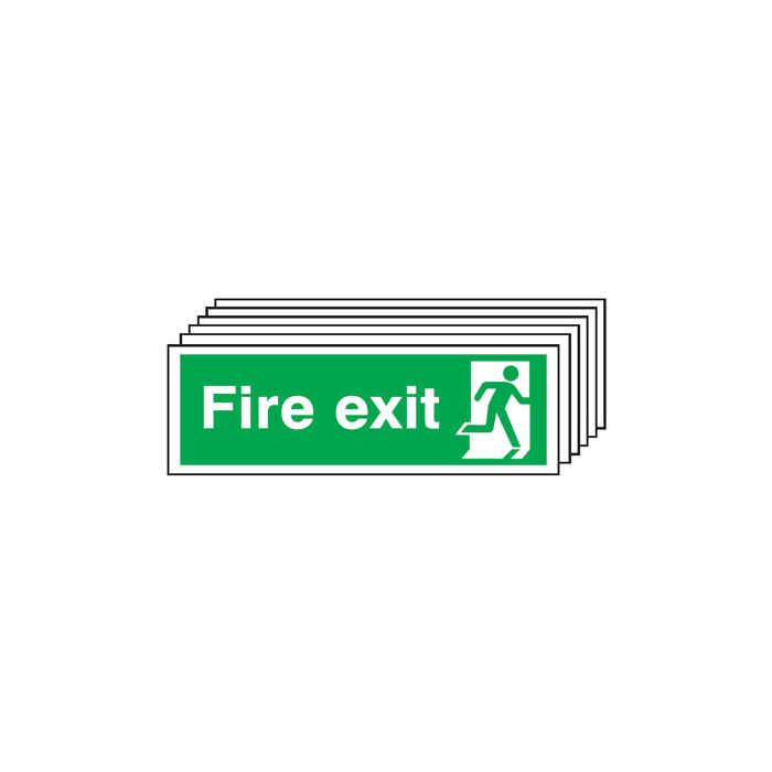 Final Fire Exit Running Man Right Sign 6 Pack