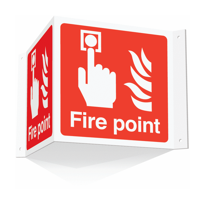 Fire Point 3D Projecting Sign is a fire alarm type of 3D sign which is used for displaying around areas where the fire alarm activation points are positioned to help provide guidance for people of where the nearest fire alarm call point is available