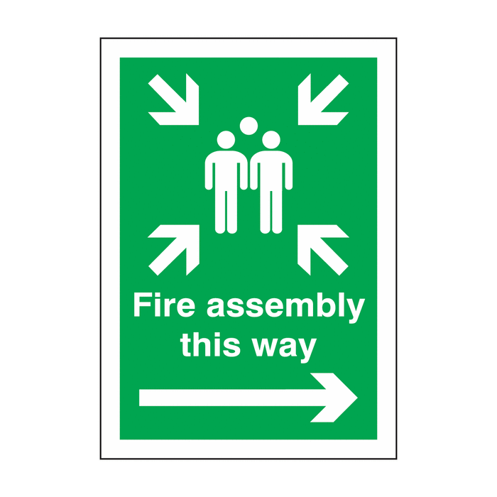 Fire Assembly Arrow Right Outdoor Aluminium Signs
