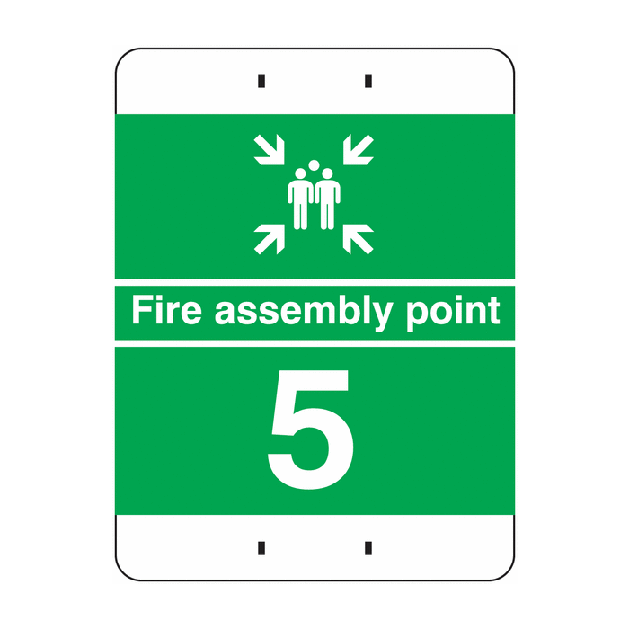 Fire Assembly Point Number 5 Post Mountable Sign