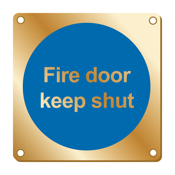 Fire Door Keep Shut Brass Sign