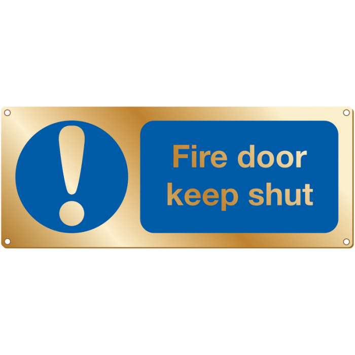 Fire Door Keep Shut Brass Material Symbol Signs