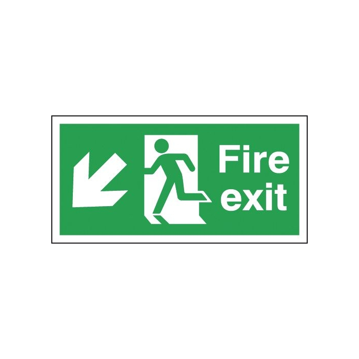 Fire Exit Arrow Down Left Sign