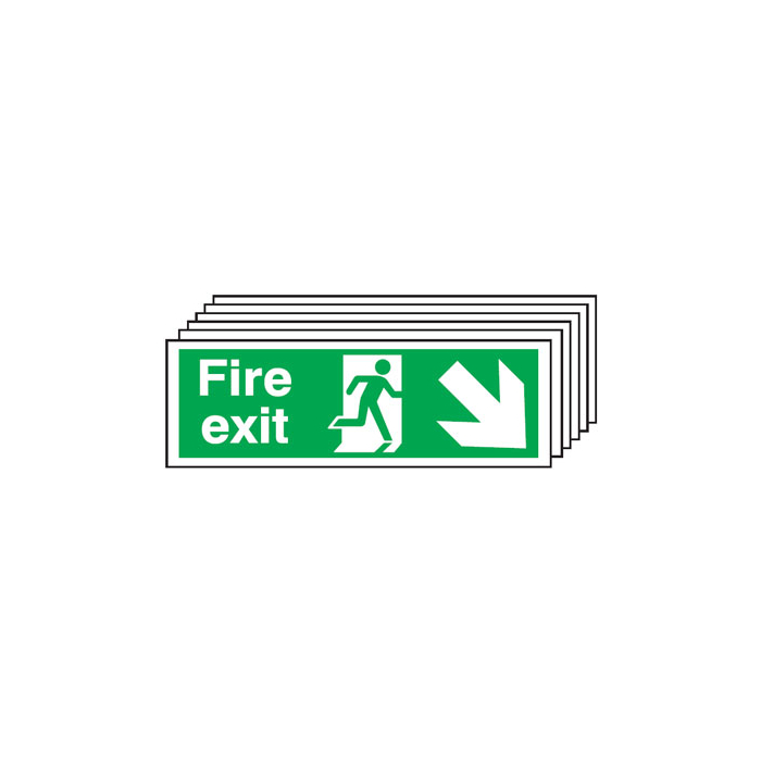 Fire Exit With Arrow Down Right 6 Pack Escape Sign