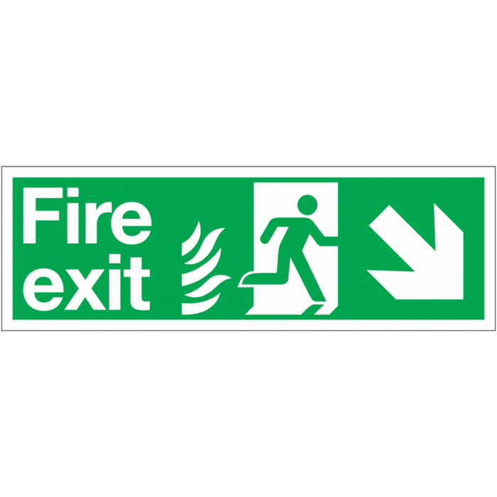 Fire Exit Arrow Down Right NHS Sign
