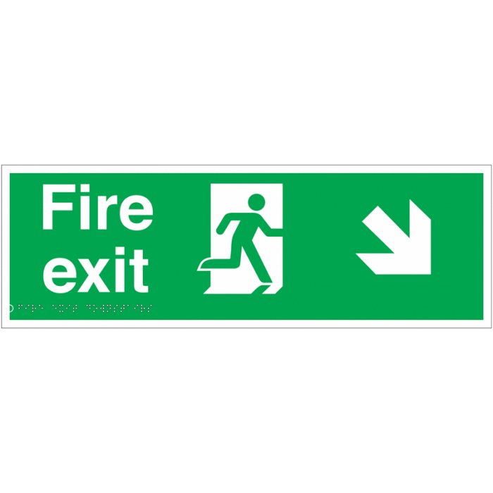 Fire Exit Arrow Down Right Tactile And Braille Signs