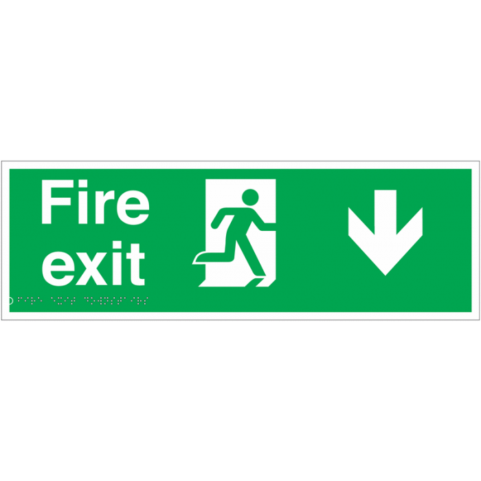 Fire Exit Arrow Down Tactile And Braille Signs