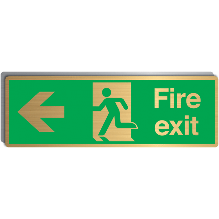 Fire Exit With Arrow Left Brass Material Exit Signs