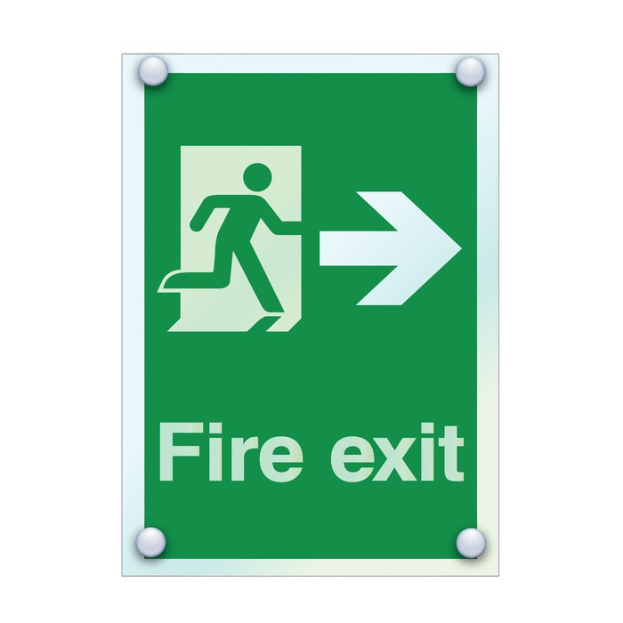 Fire Exit Sign With Arrow Right In Stylish Acrylic Material