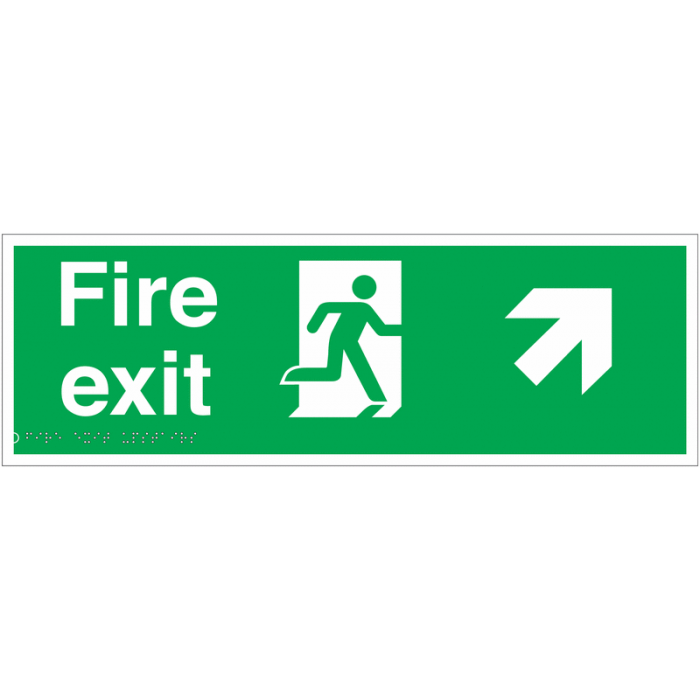 Fire Exit Arrow Up Right Tactile And Braille Signs