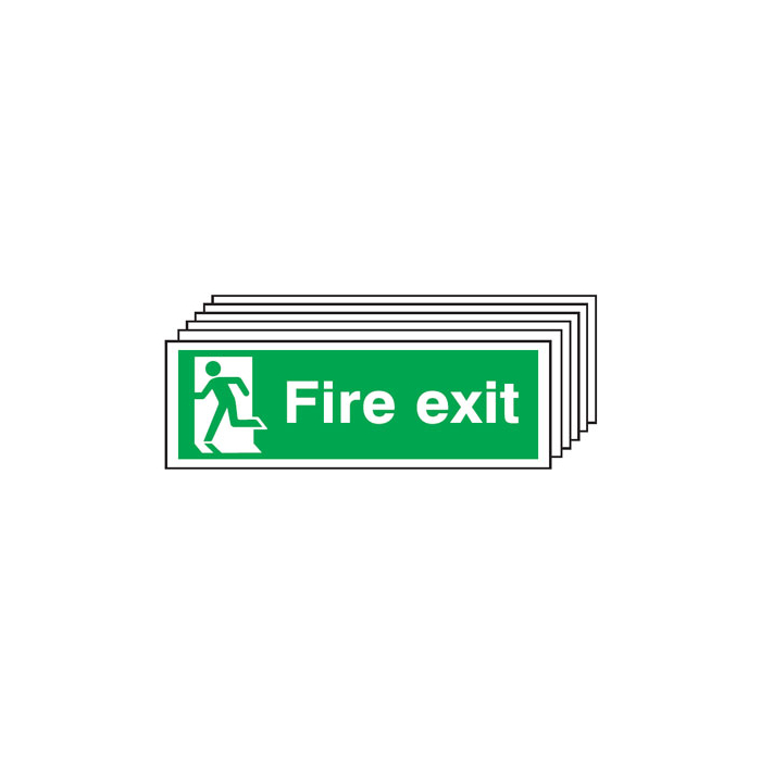 Final Fire Exit Running Man Left Sign 6 Pack