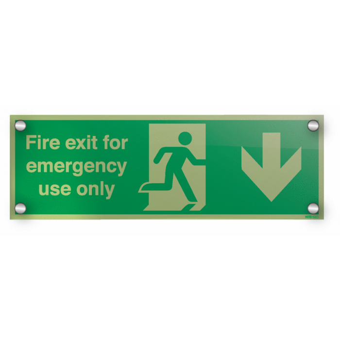 Fire Exit For Emergency Use Only Acrylic Photo-luminescent Signs