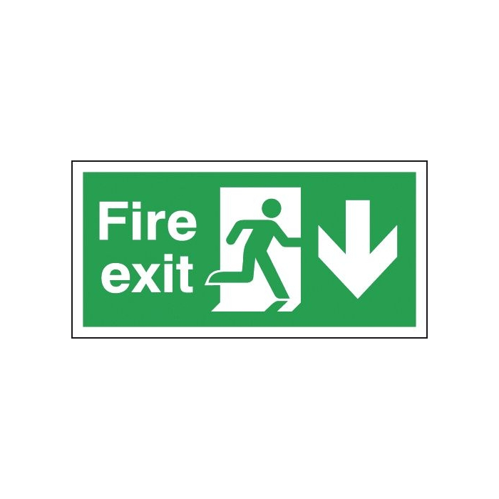 Fire Exit Arrow Down Polycarbonate Sign