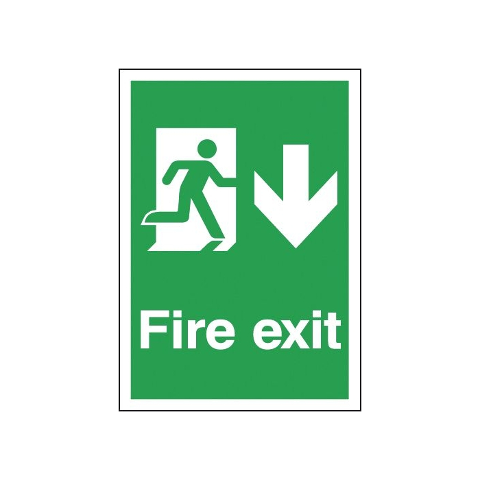 Fire Exit With Directional Arrow Down Signs