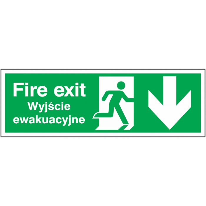 Fire Exit Wyjscie ewakuacyjne Running Man & Arrow Down Signs