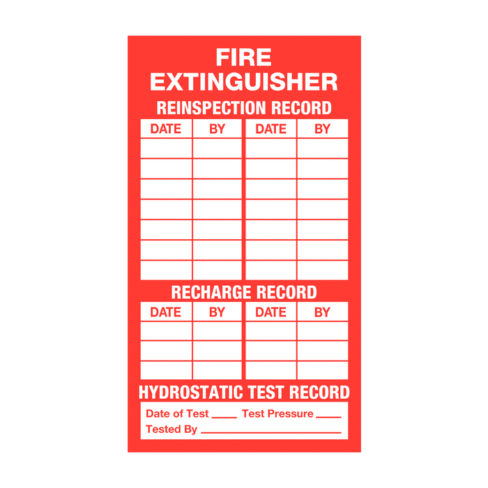 Fire Extinguisher Inspection Recharge Labels