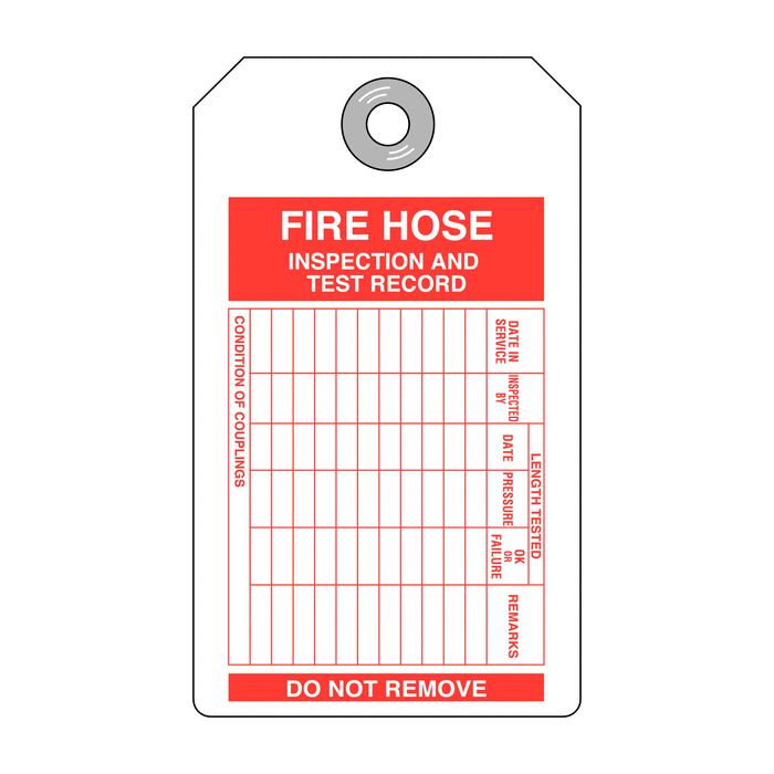 Fire Hose Inspection And Test Record Tags