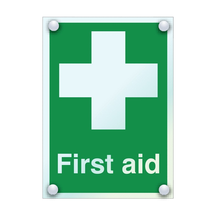 First Aid Sign In Clear Stylish Acrylic Material
