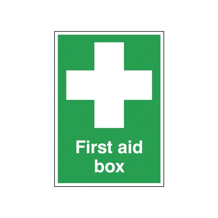 First Aid Box Signs are used for highlighting to others the locations of the first aid boxes, first aid box signs feature a pictogram symbol of a white first aid cross and conveys the message 