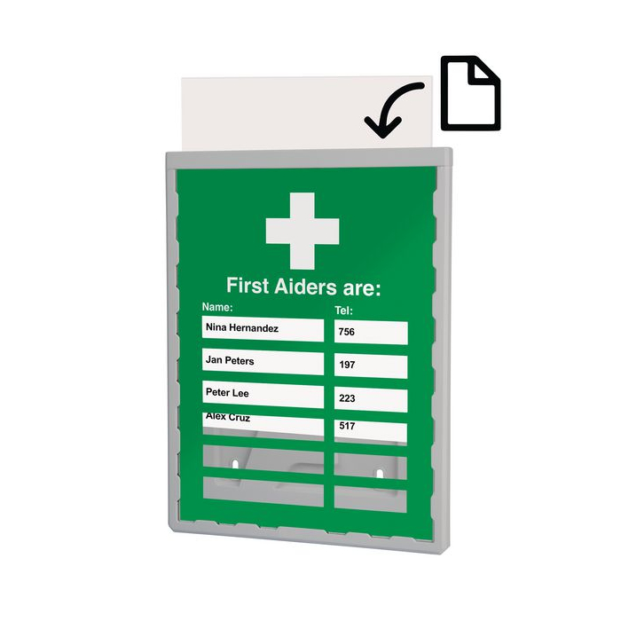 First Aiders Are Telephone Update Sign Insert System