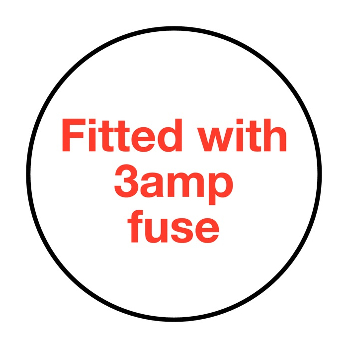 Fitted With 3amp Fuse Electrical Plug Warning Label