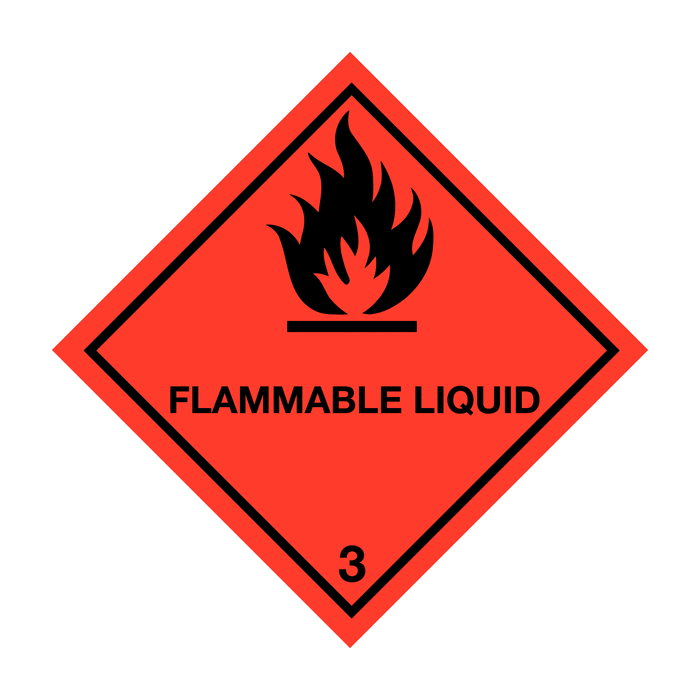 Flammable Liquid And Number 3 Easy Peel Hazard Diamonds