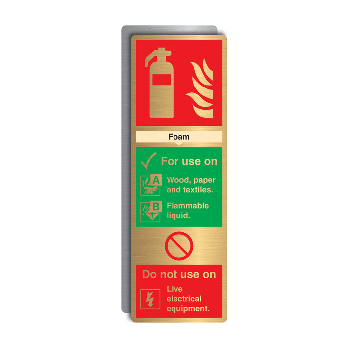 Foam Fire Extinguisher Gold Effect Sign