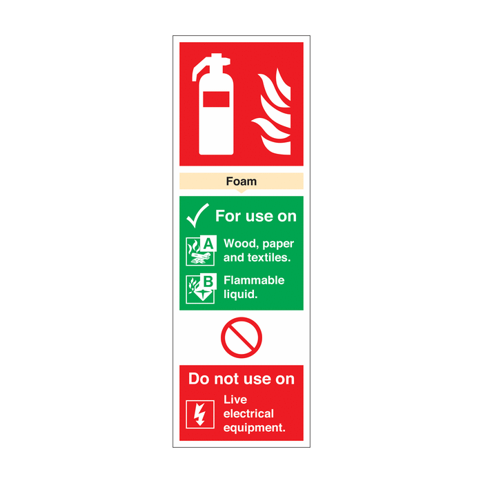 Foam Fire Extinguisher Identification Signs