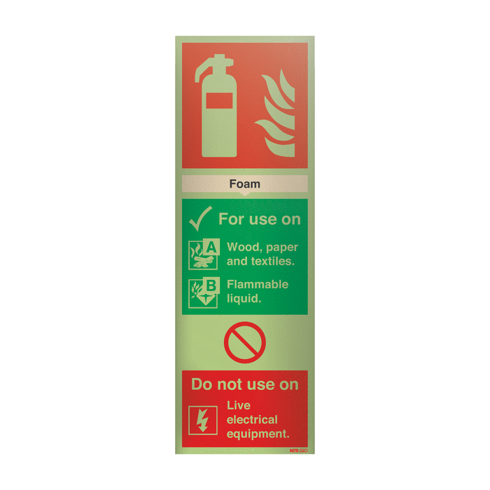 Foam Fire Extinguisher Nite-Glo Acrylic Information Signs