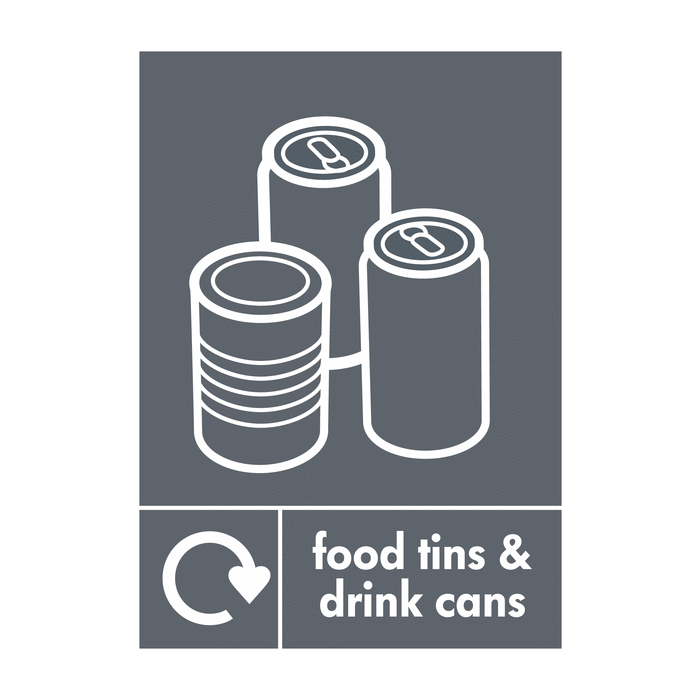 Food Tins Drink Cans WRAP Recycling Sign