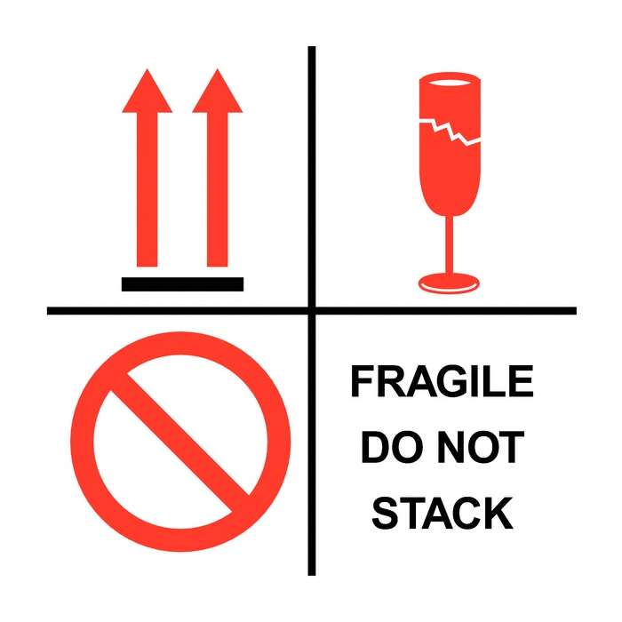 Fragile Do Not Stack Combination Shipping Labels