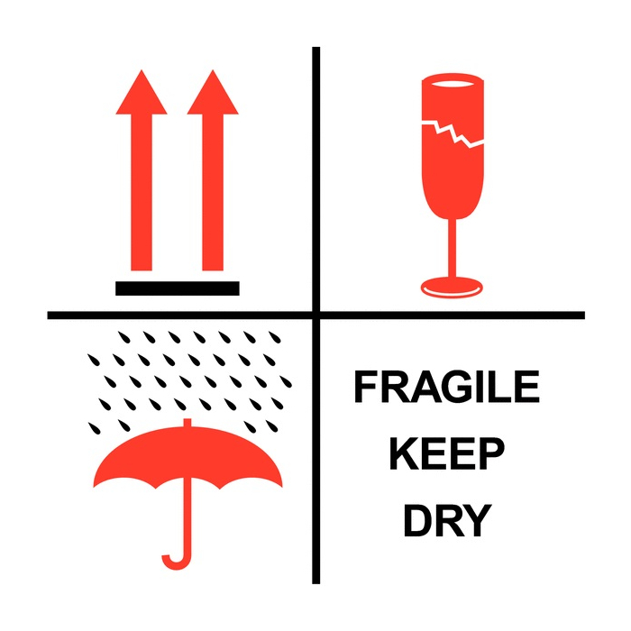 Fragile Keep Dry Combination Shipping Labels