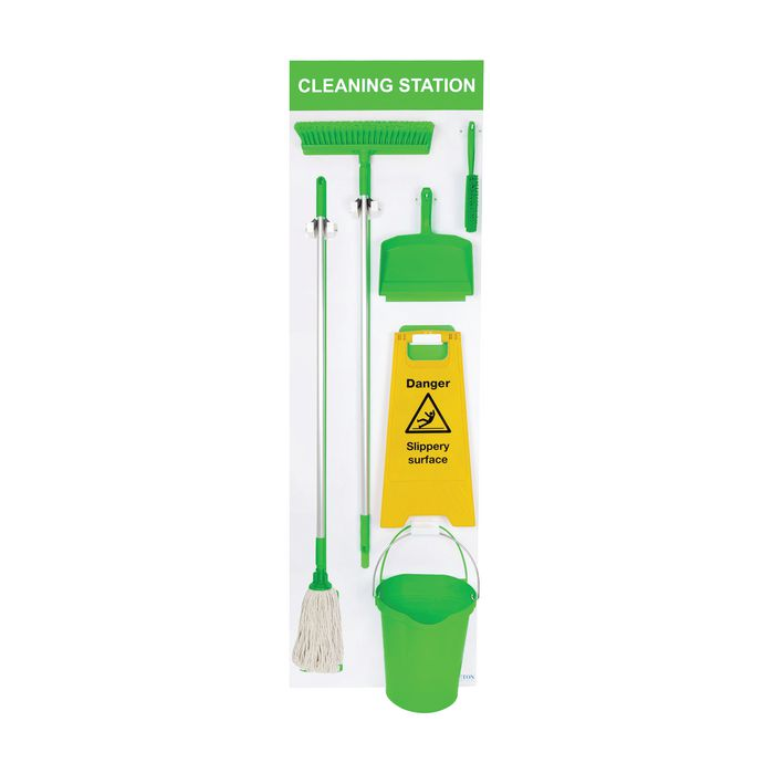 Fully Stocked Cleaning Station Shadow Board Green
