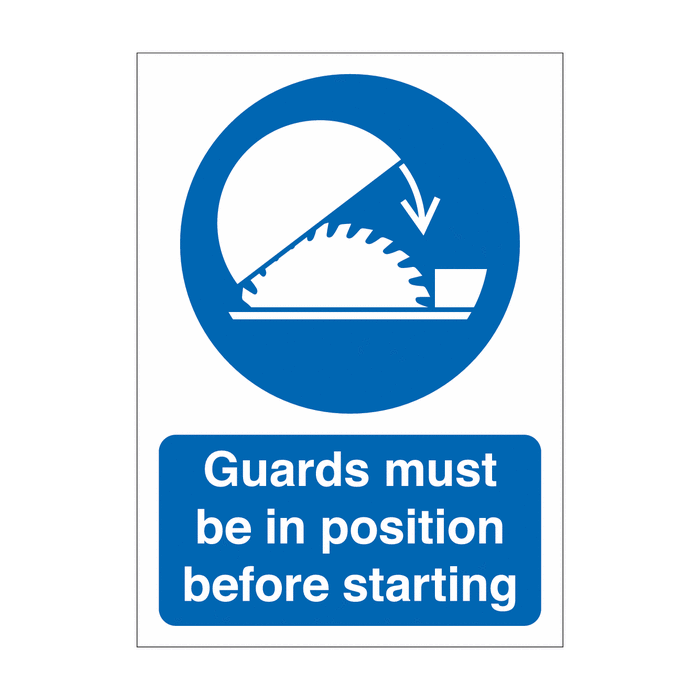 Guards Must be in Position Before Starting Sign