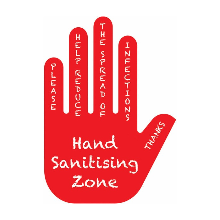 Hand Sanitising Zone Hand Signs, hygiene message type of hand sanitising signs which is used for being displayed around areas where there is a need to make sure people sanitise their hands, 
