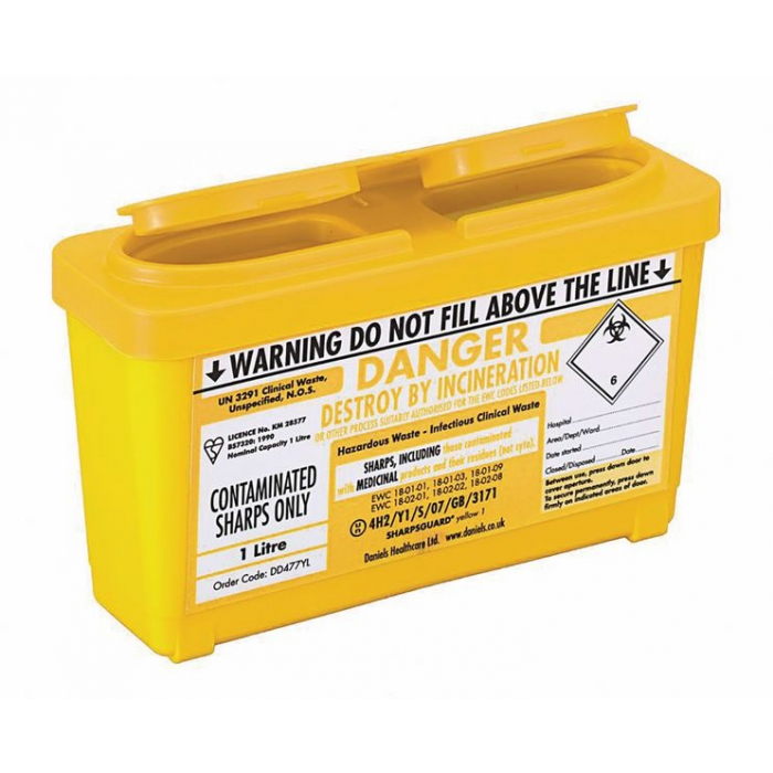 Sharps Hazardous Waste Disposal Box 1 Litre
