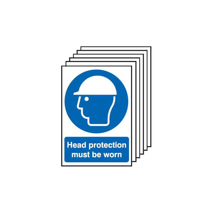 Head Protection Must Be Worn Sign 6 Pack