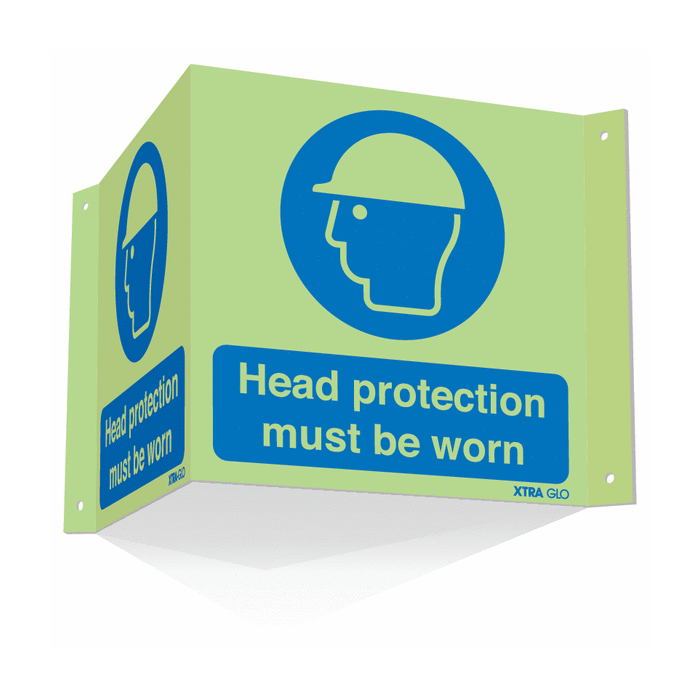Head Protection Must Be Worn Xtra-Glo Projecting Signs